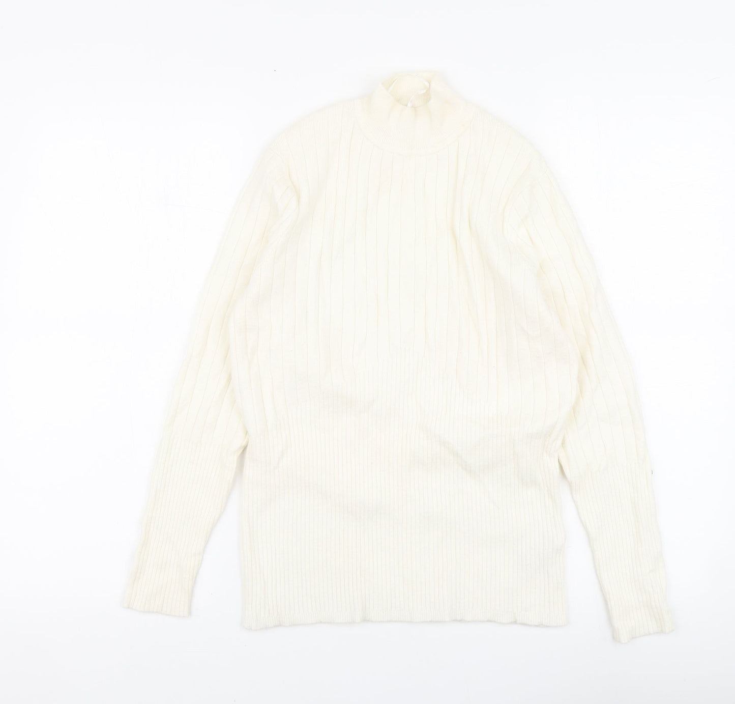 Marks and Spencer Womens Ivory High Neck Viscose Pullover Jumper Size 14