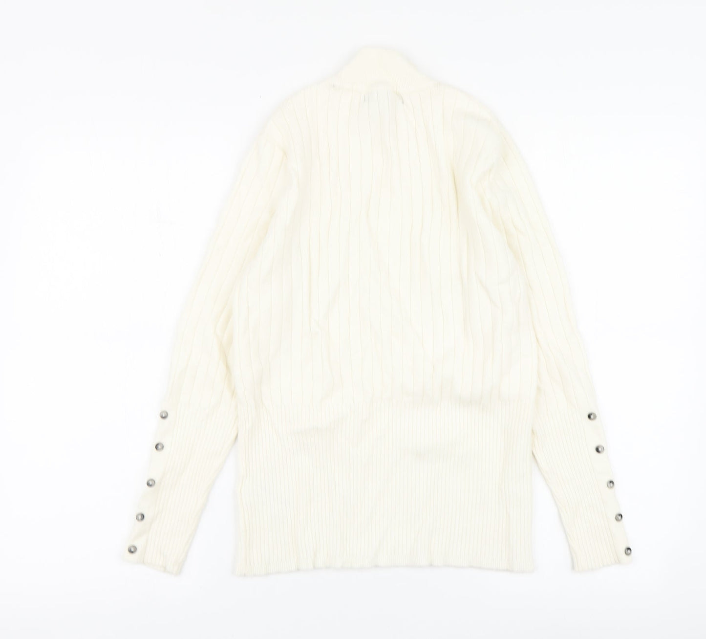 Marks and Spencer Womens Ivory High Neck Viscose Pullover Jumper Size 14