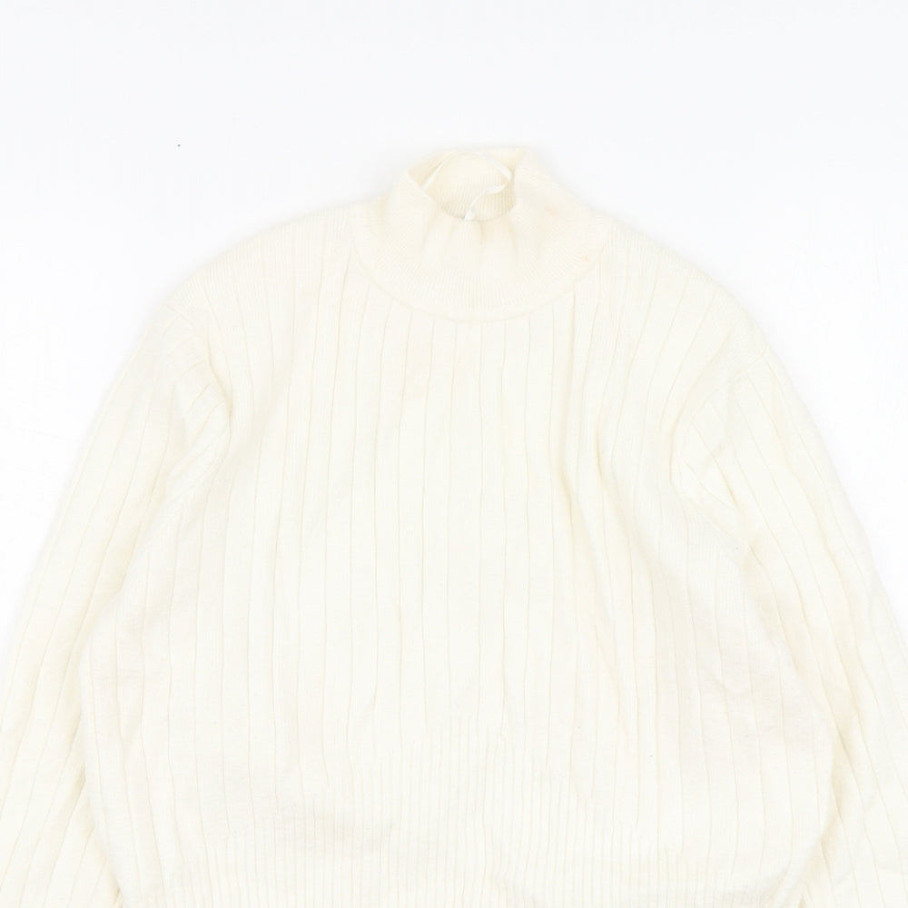 Marks and Spencer Womens Ivory High Neck Viscose Pullover Jumper Size 14