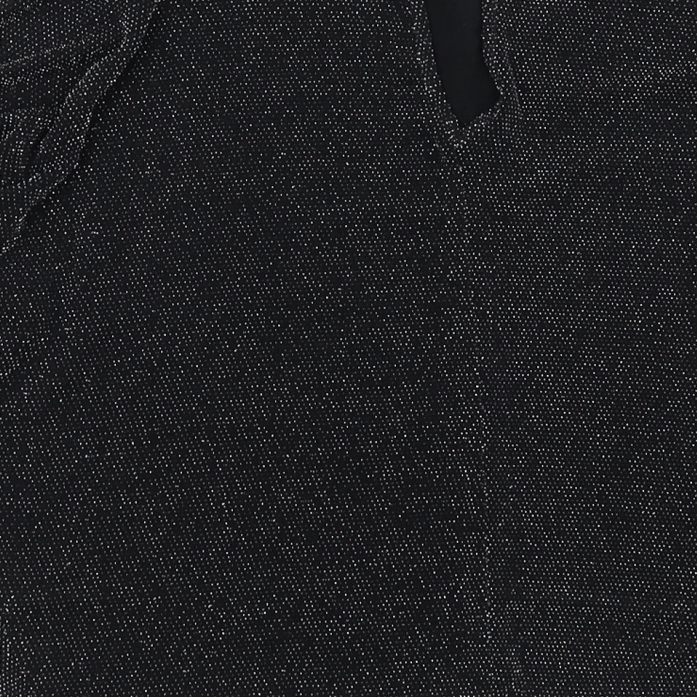 Dunnes Stores Womens Black Nylon Basic Blouse Size 12 Round Neck
