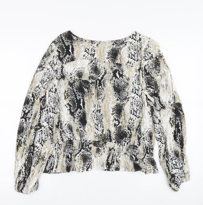 Preloved Marks and Spencer Womens Beige Animal Print Polyester Basic Blouse Size 10 Round Neck - Back
