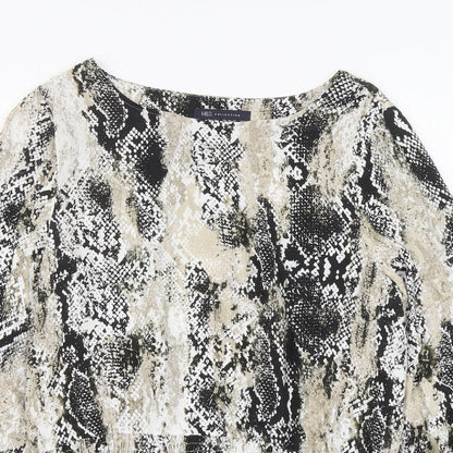 Preloved Marks and Spencer Womens Beige Animal Print Polyester Basic Blouse Size 10 Round Neck - Detail