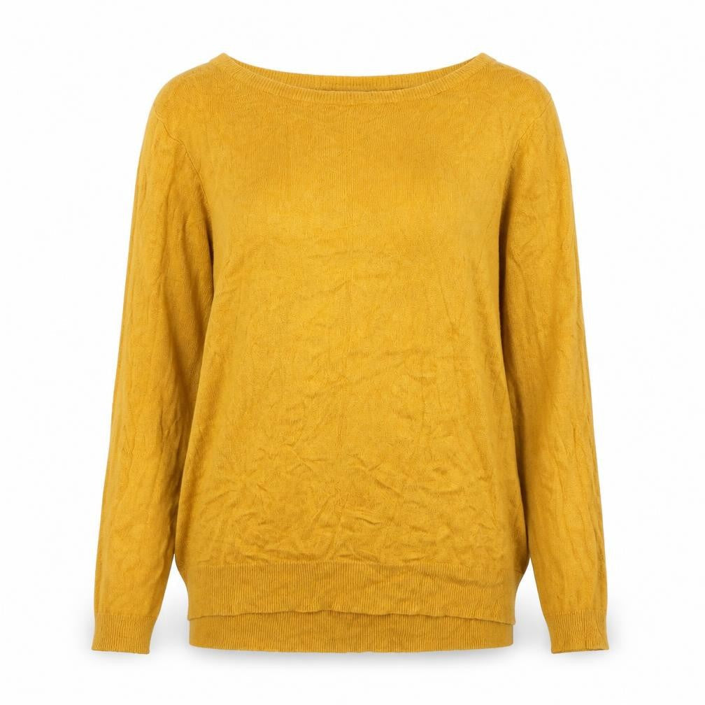 F&F Womens Yellow Round Neck Acrylic Pullover Jumper Size 12