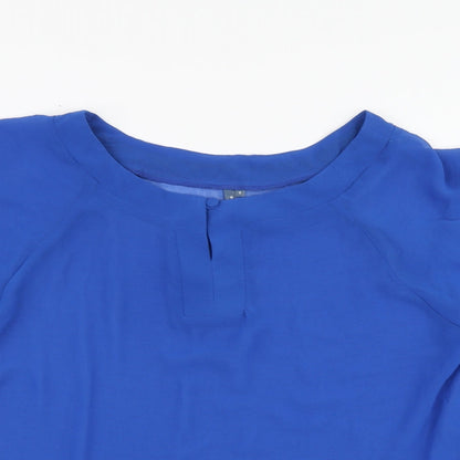Preloved Envie Womens Blue Polyester Basic Blouse Size 8 Round Neck - Detail