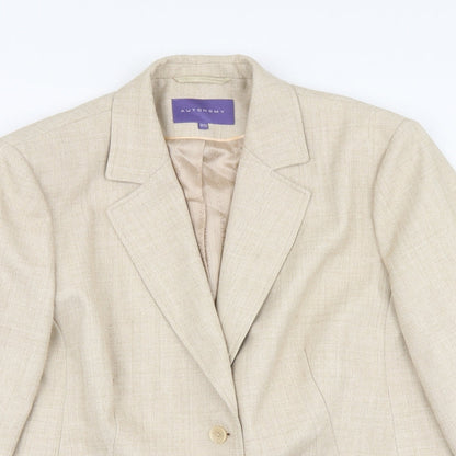 Autonomy Womens Beige Polyester Jacket Suit Jacket Size 20
