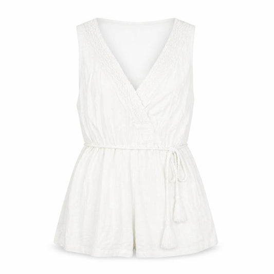 H&M Womens White Cotton Basic Blouse Size M V-Neck