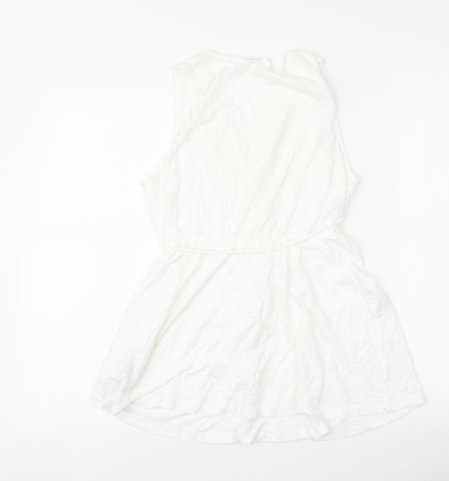 H&M Womens White Cotton Basic Blouse Size M V-Neck
