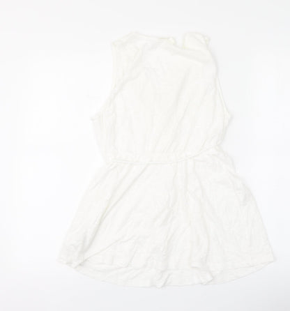 H&M Womens White Cotton Basic Blouse Size M V-Neck