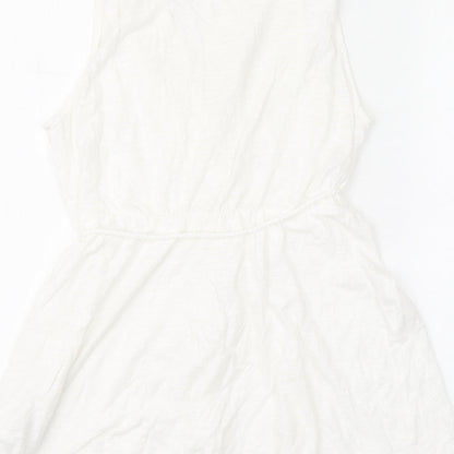 H&M Womens White Cotton Basic Blouse Size M V-Neck