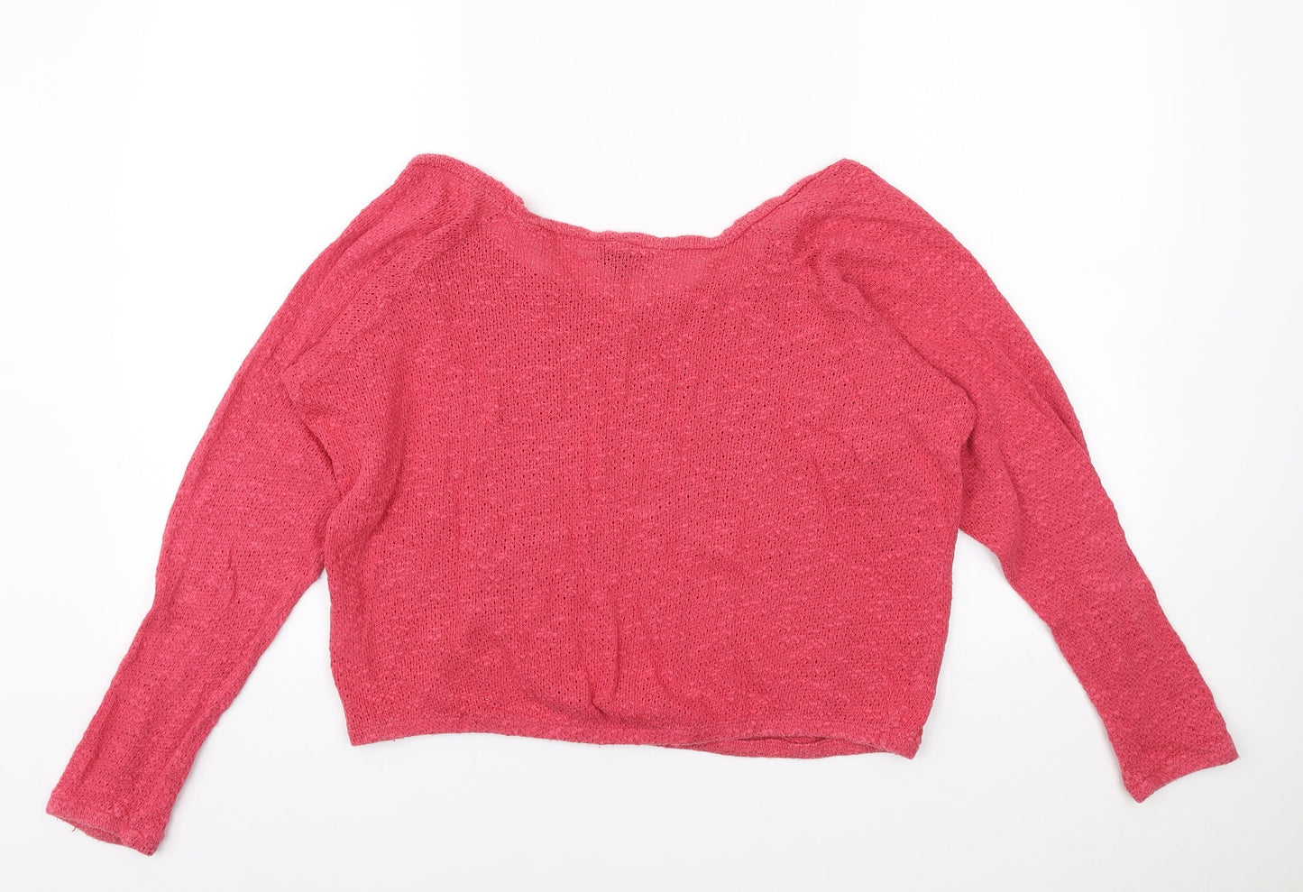 Topshop Womens Pink Scoop Neck 100% Cotton Pullover Jumper Size 10