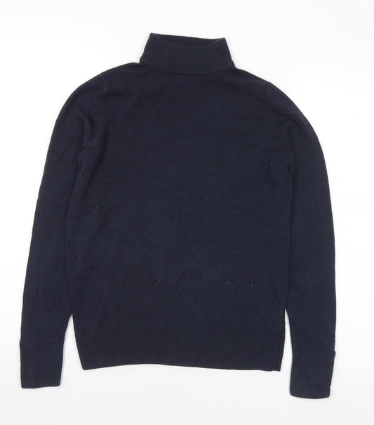 Marks and Spencer Womens Blue Mock Neck Acrylic Pullover Jumper Size 8