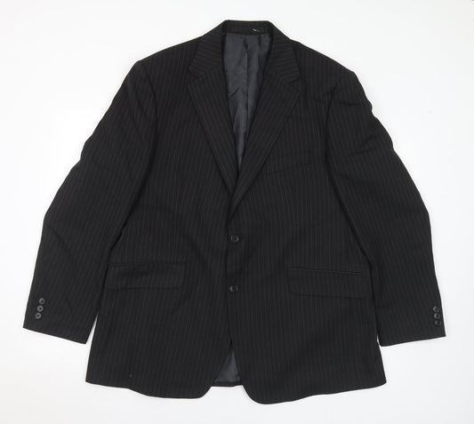 Marks and Spencer Mens Black Striped Polyester Jacket Suit Jacket Size 44