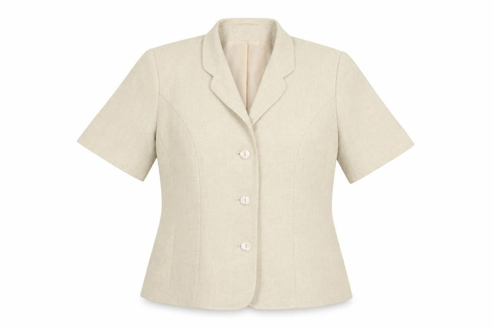 Preworn Womens Beige Polyester Jacket Suit Jacket Size 14
