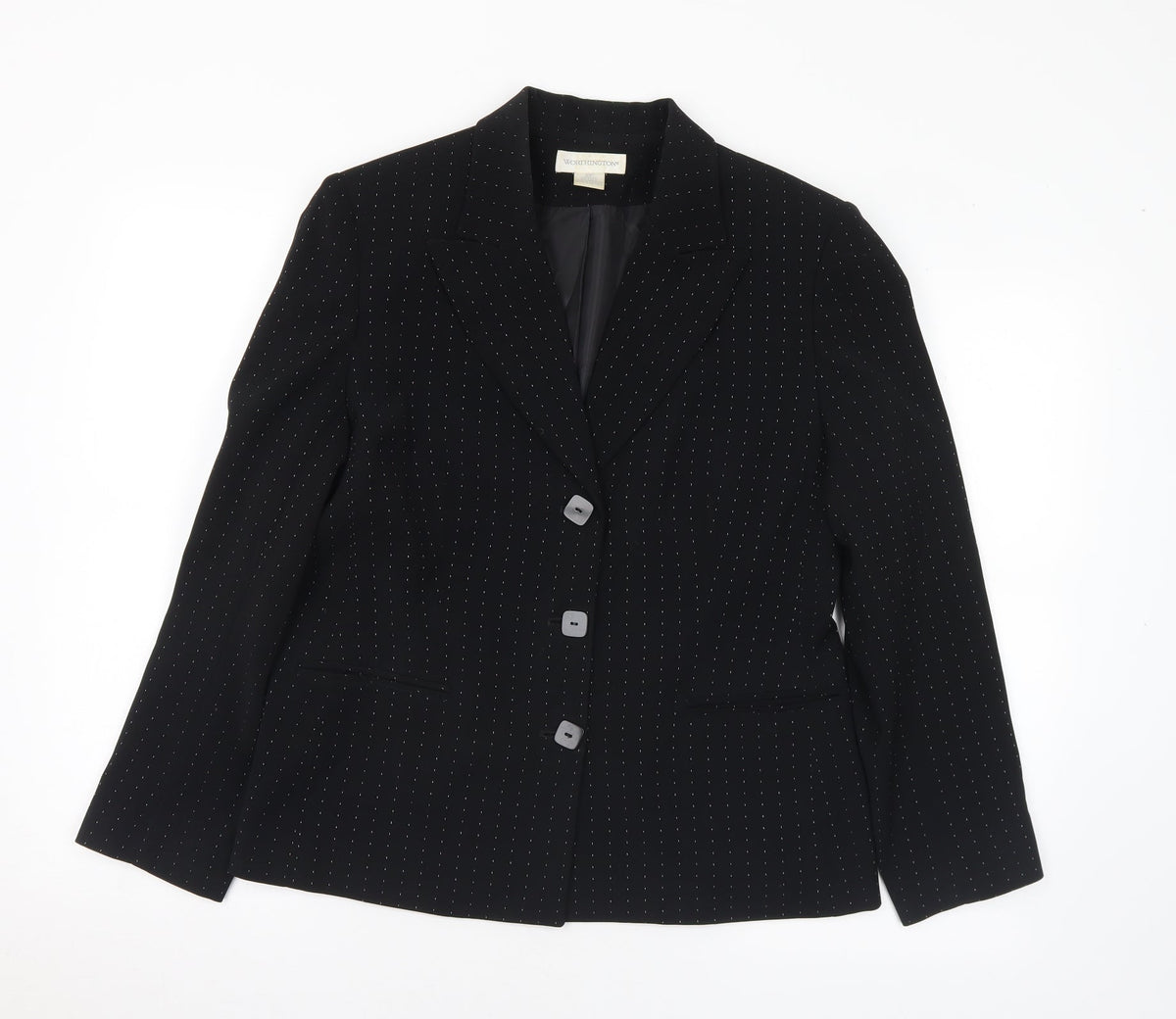 Worthington Industries Womens Black Geometric Polyester Jacket Suit Jacket Size 10