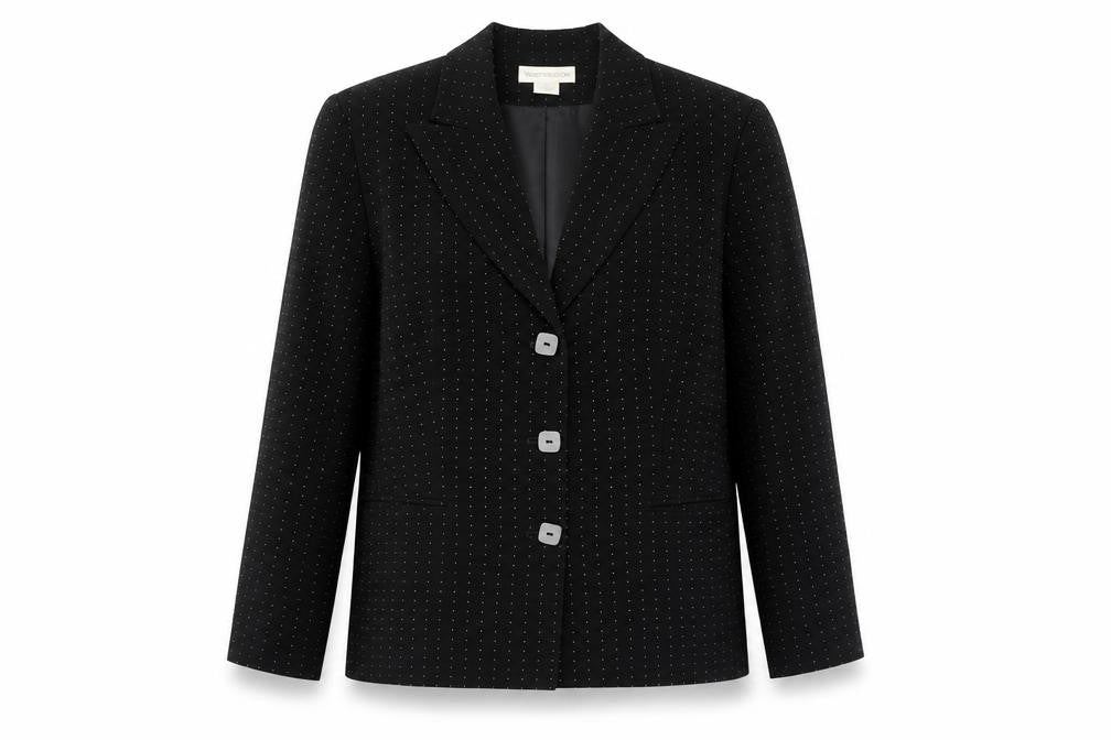 Worthington Industries Womens Black Geometric Polyester Jacket Suit Jacket Size 10