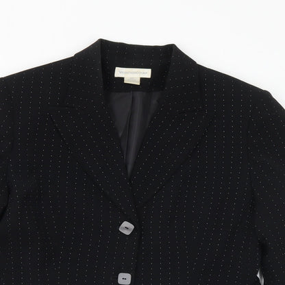 Worthington Industries Womens Black Geometric Polyester Jacket Suit Jacket Size 10