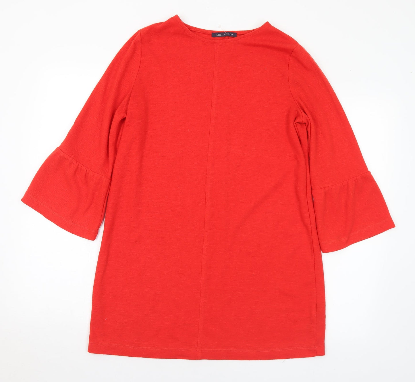 Marks and Spencer Womens Red Round Neck Polyester Tunic Jumper Size 12