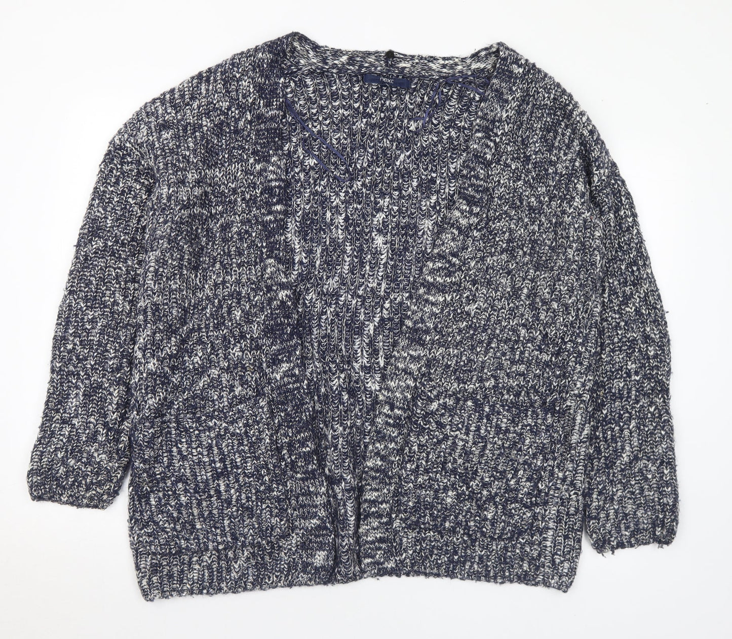 NEXT Womens Blue V-Neck Cotton Cardigan Jumper Size L