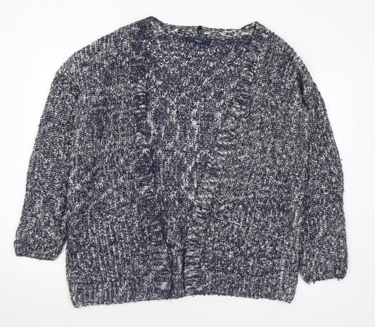 NEXT Womens Blue V-Neck Cotton Cardigan Jumper Size L
