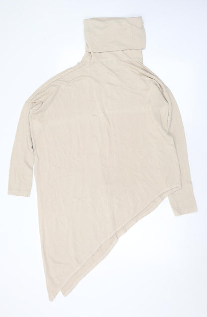 Laetitia Mem Womens Beige Roll Neck Rayon Pullover Jumper Size M - M/L