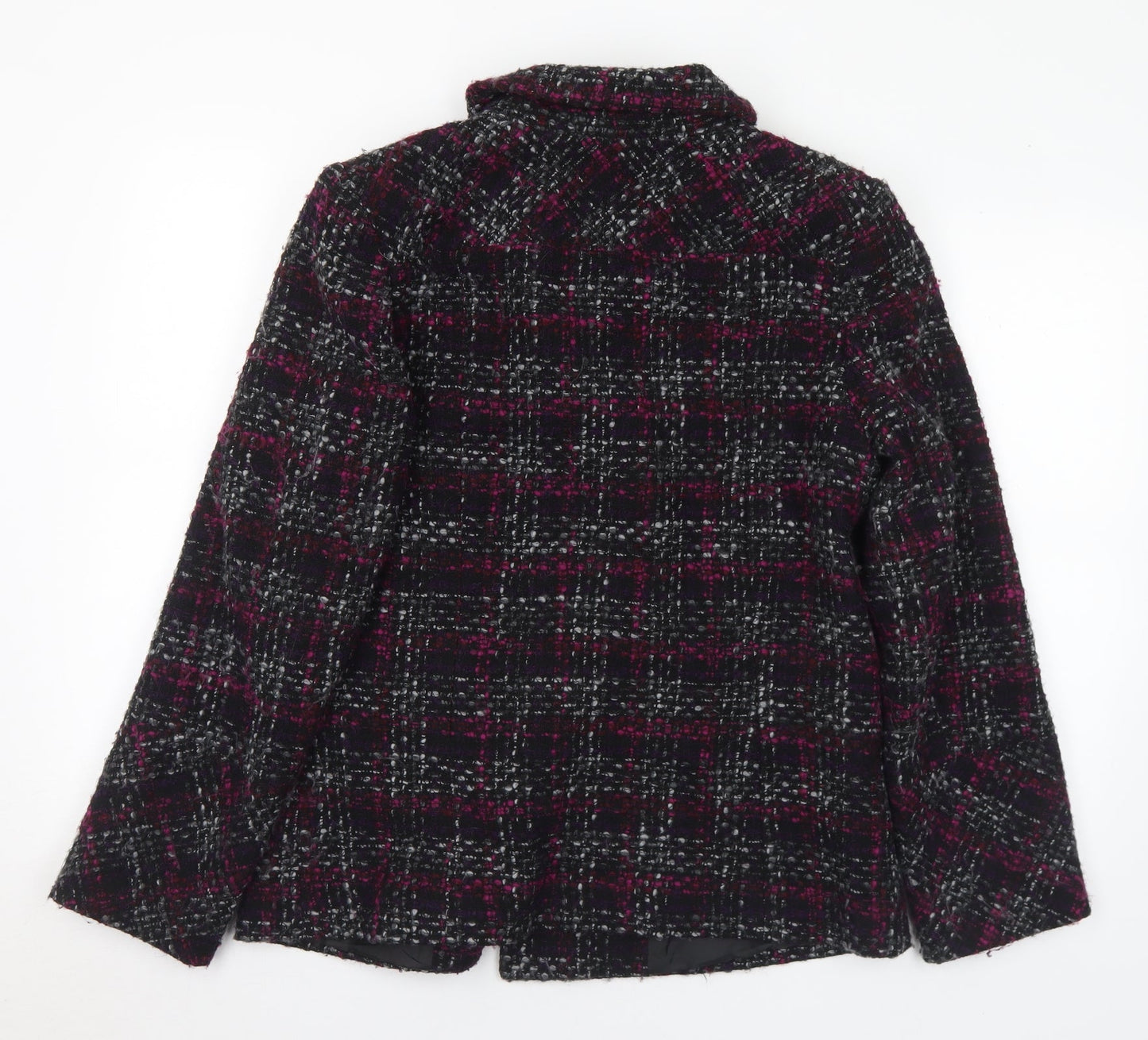 BHS Womens Purple Plaid Pea Coat Coat Size 12