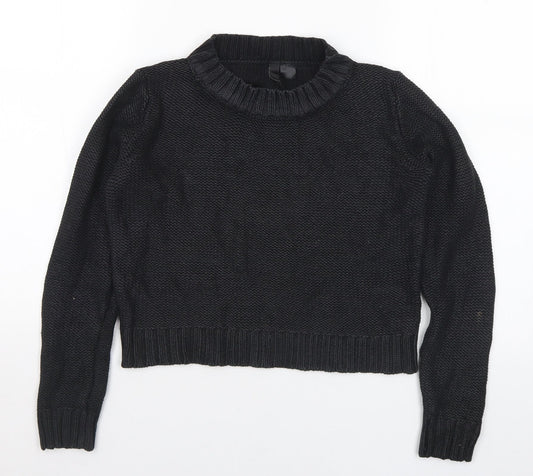 H&M Womens Black Mock Neck Cotton Pullover Jumper Size 10
