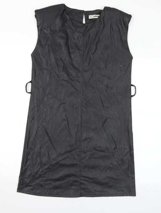 Love Womens Black Polyester A-Line Size M Round Neck