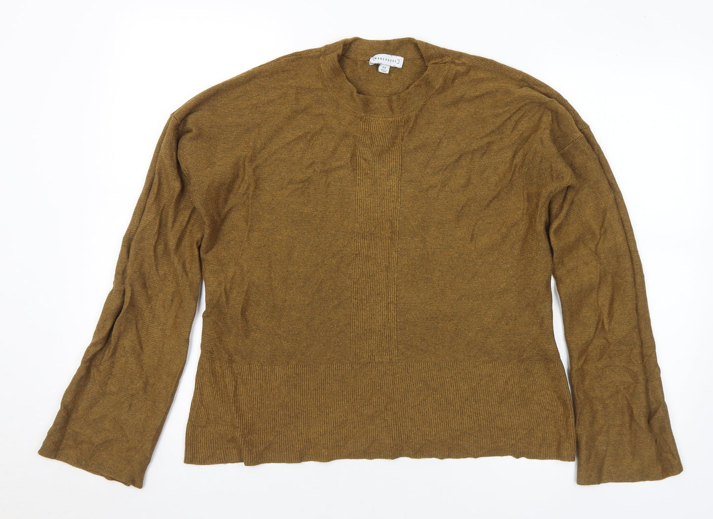 Warehouse Womens Brown Mock Neck Viscose Pullover Jumper Size 12
