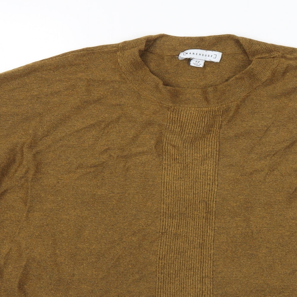 Warehouse Womens Brown Mock Neck Viscose Pullover Jumper Size 12