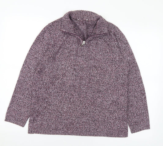 Preworn Womens Purple Collared Acrylic Pullover Jumper Size M