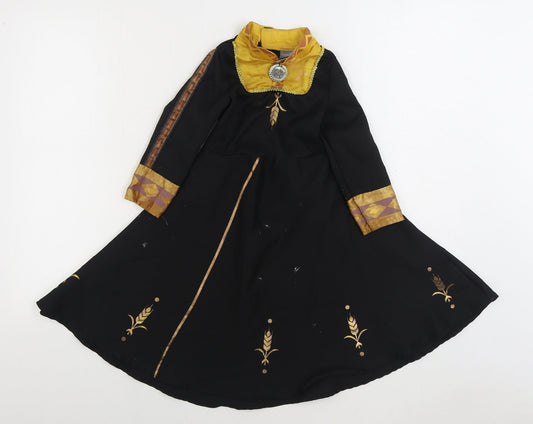TU Girls Black Polyester A-Line Size 2-3 Years Round Neck Hook & Loop - Frozen 2