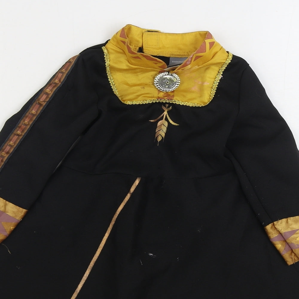 TU Girls Black Polyester A-Line Size 2-3 Years Round Neck Hook & Loop - Frozen 2