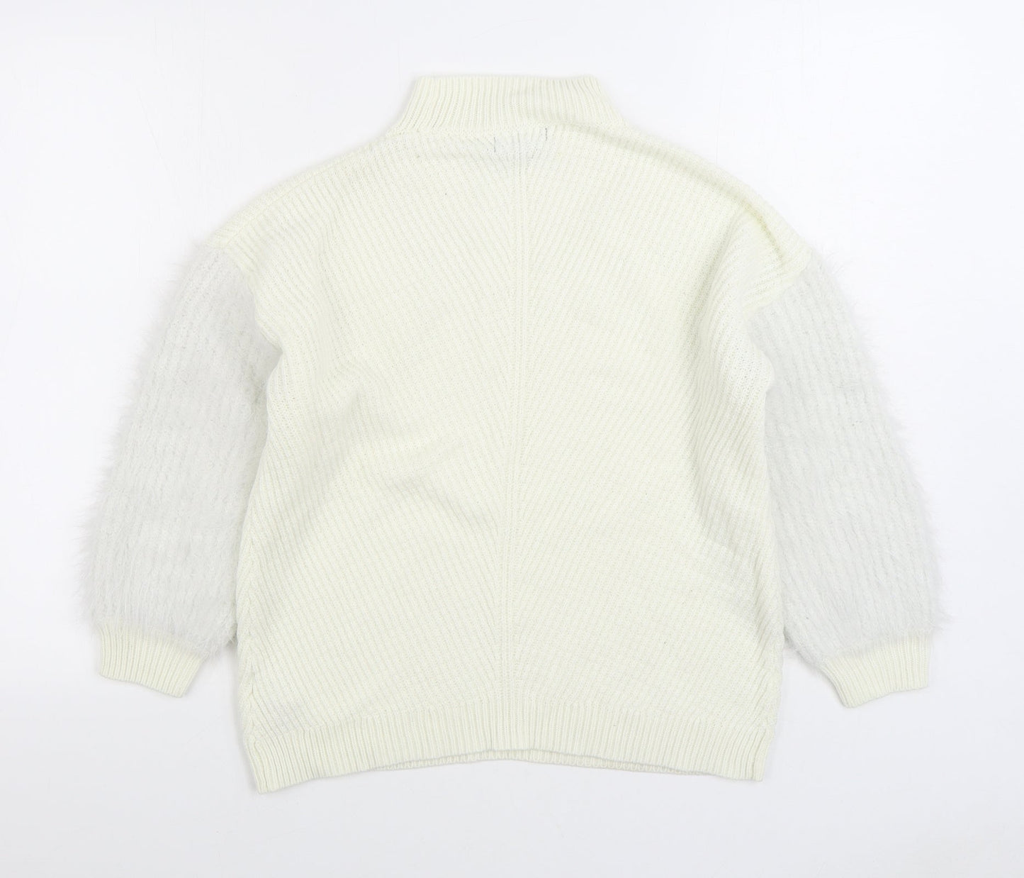 Primark Womens White Round Neck Acrylic Pullover Jumper Size S