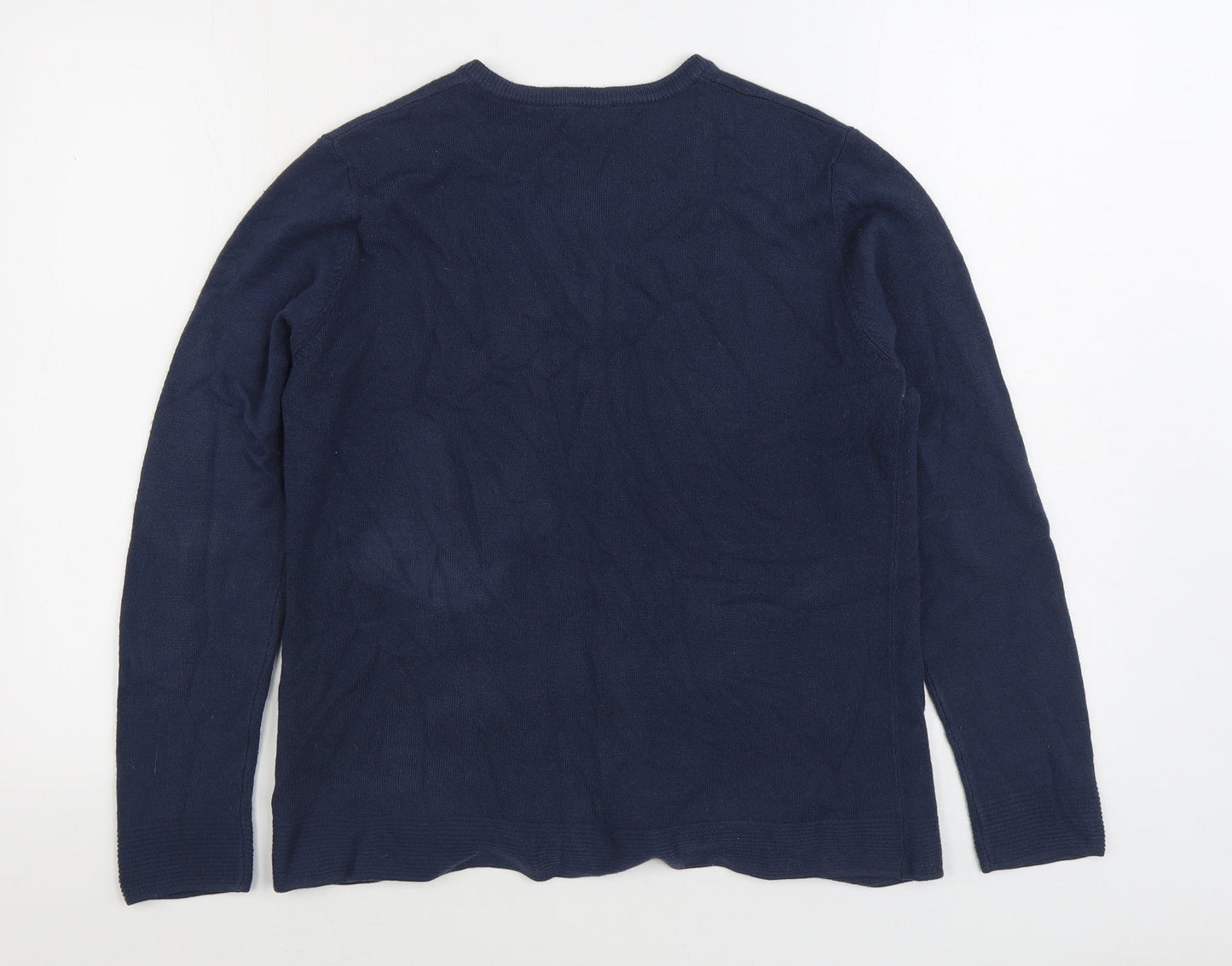 Emreco Womens Blue Scoop Neck Acrylic Cardigan Jumper Size 14