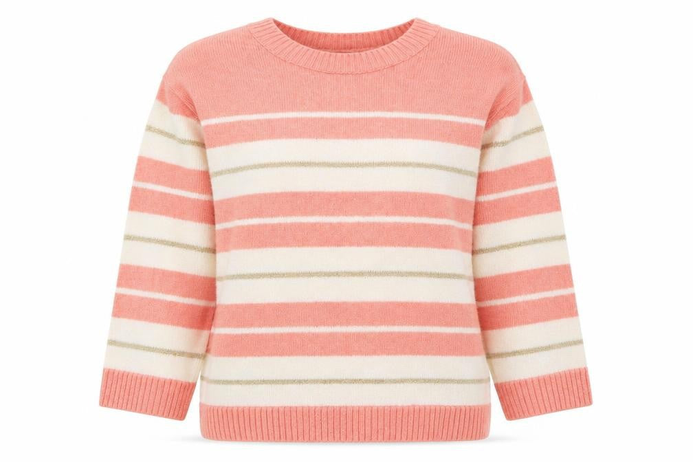 Matalan Womens Pink Round Neck Striped Acrylic Pullover Jumper Size L