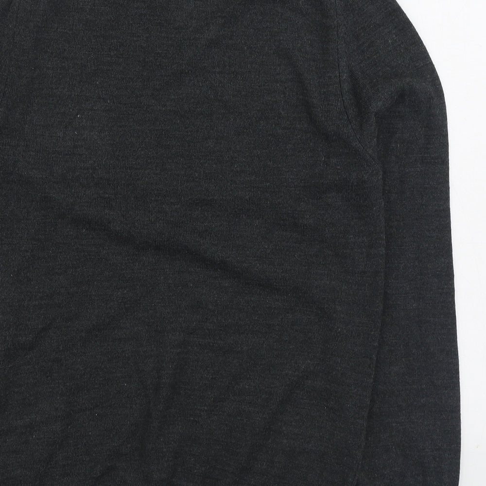 Very Man Mens Grey V-Neck Acrylic Pullover Jumper Size S
