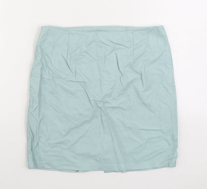 Primark Womens Blue Polyurethane A-Line Skirt Size 12 Zip
