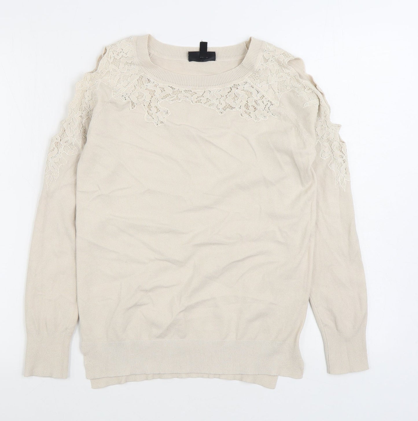 Topshop Womens White Boat Neck Viscose Pullover Jumper Size 6