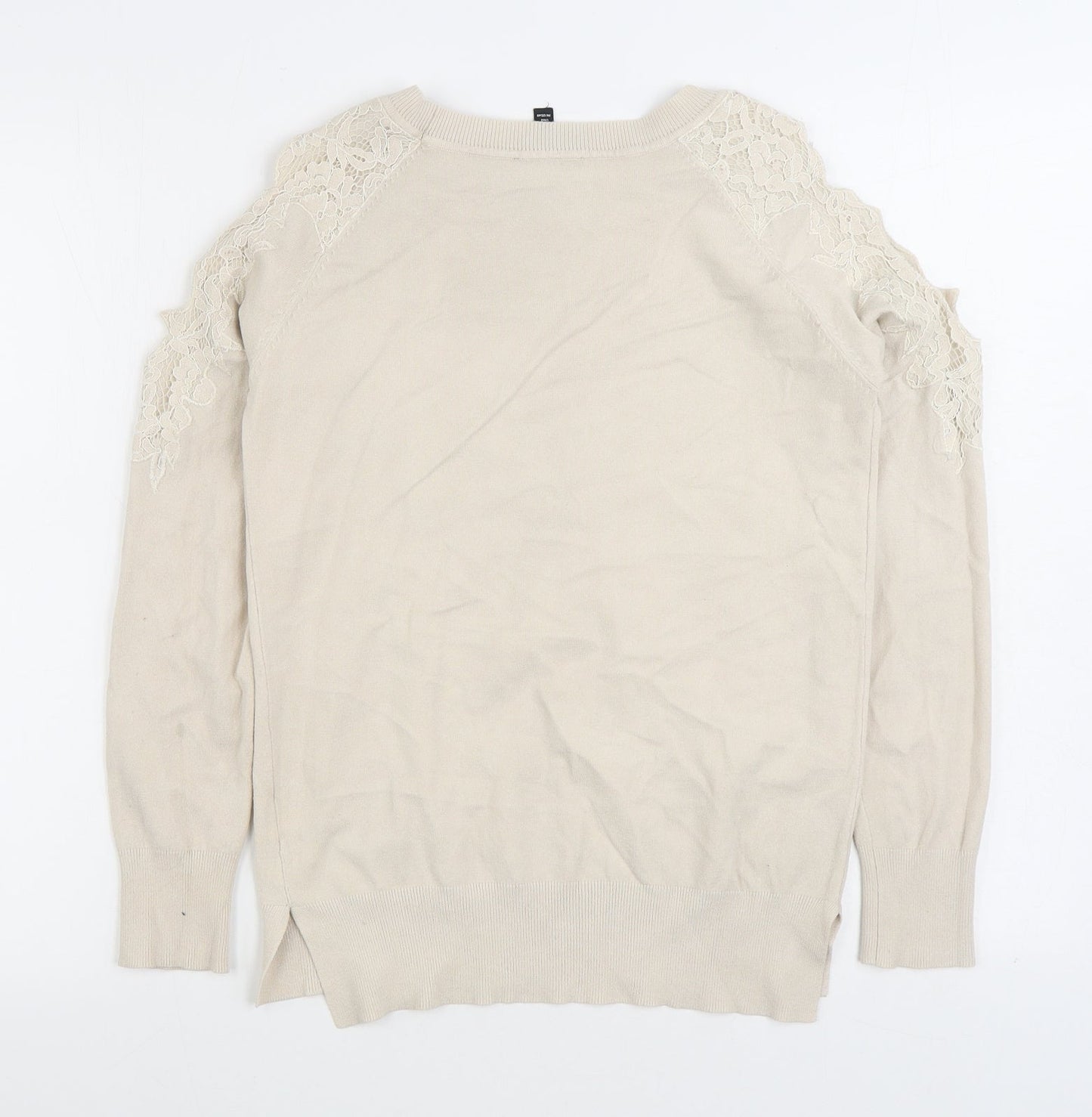 Topshop Womens White Boat Neck Viscose Pullover Jumper Size 6