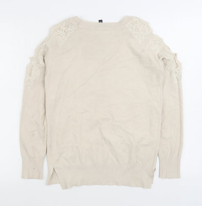 Topshop Womens White Boat Neck Viscose Pullover Jumper Size 6