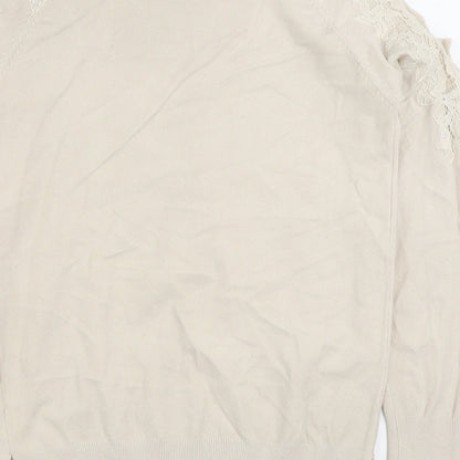 Topshop Womens White Boat Neck Viscose Pullover Jumper Size 6