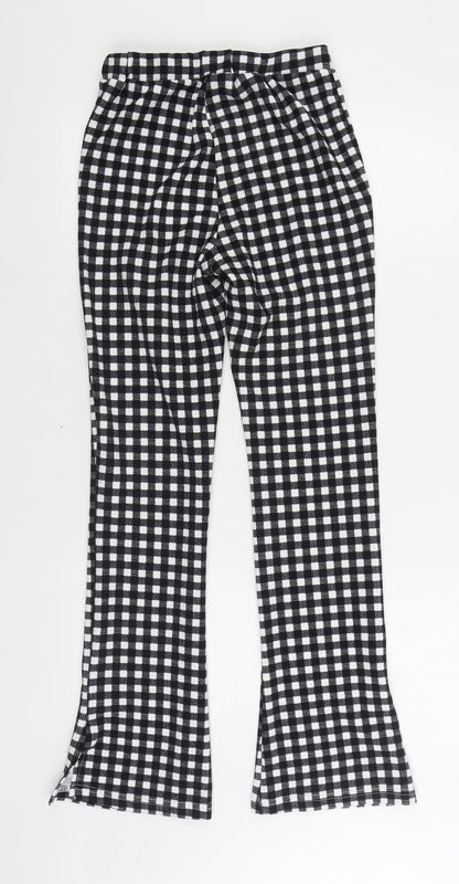 SHEIN Womens Black Check Polyester Jogger Trousers Size S L31 in Regular