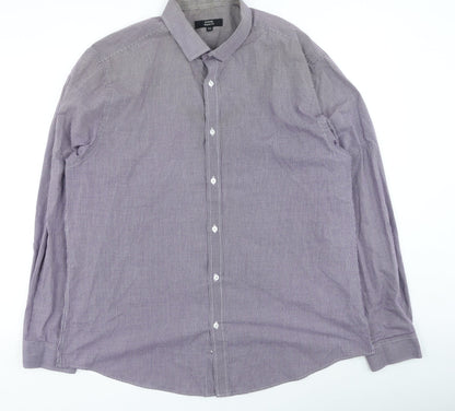 George Mens Purple Check Polyester Button-Up Size 44 Collared