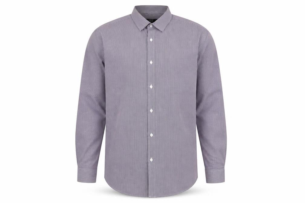 George Mens Purple Check Polyester Button-Up Size 44 Collared