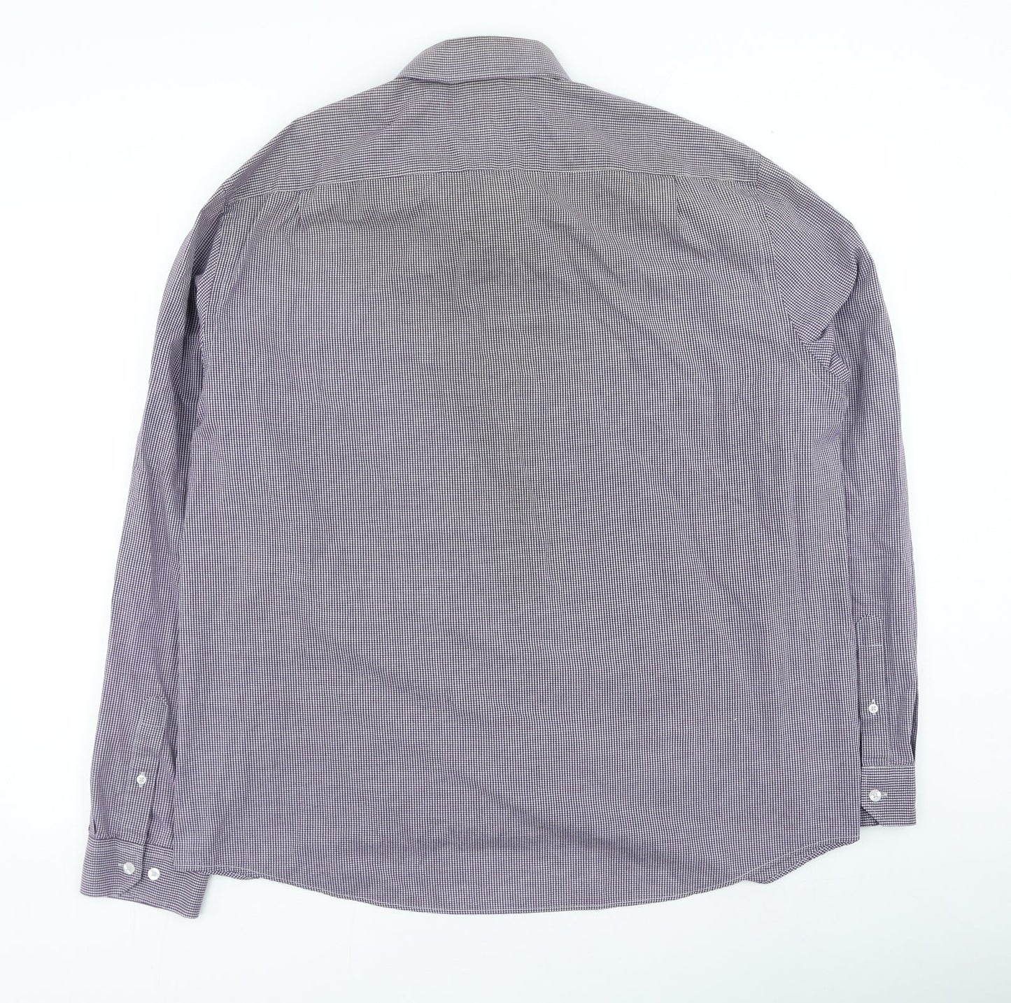 George Mens Purple Check Polyester Button-Up Size 44 Collared