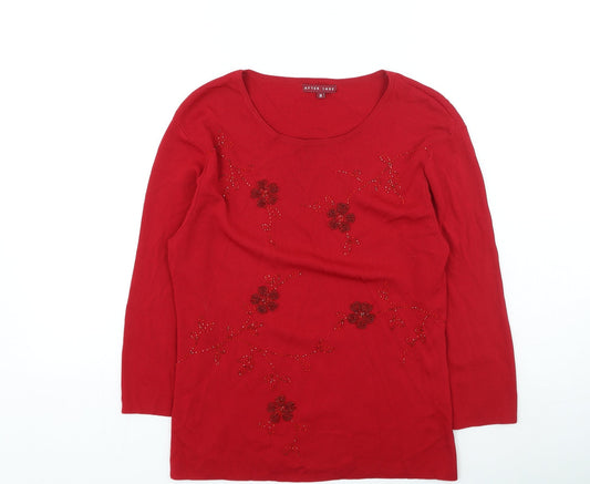 After Dark Womens Red Round Neck Rayon Pullover Jumper Size M