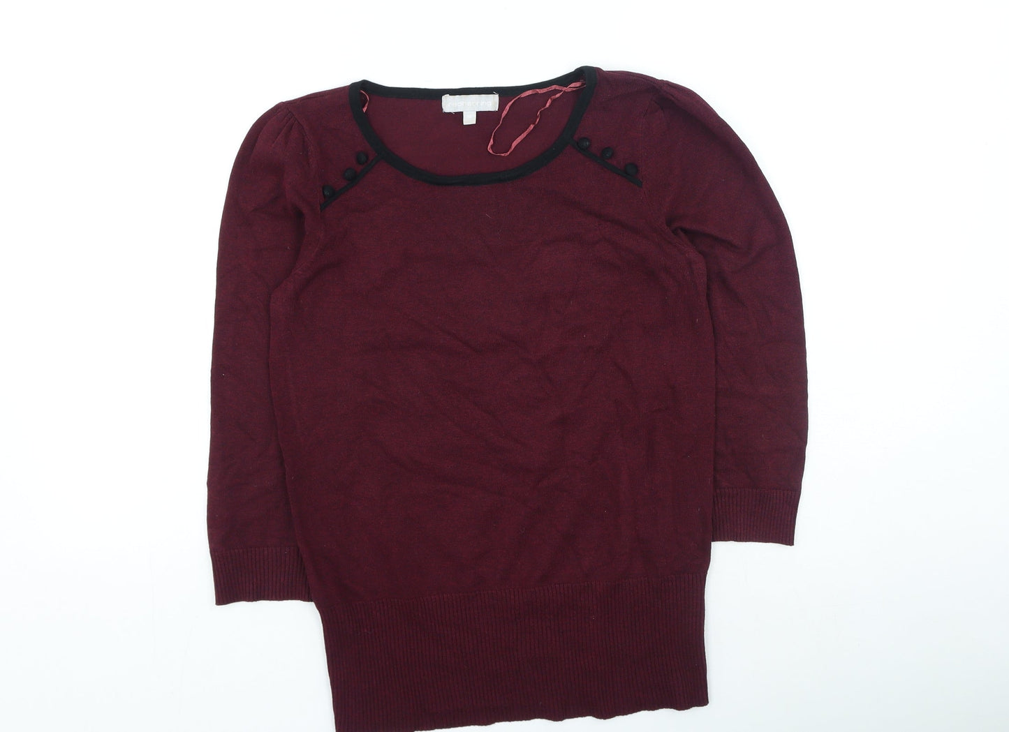 Red Herring Womens Purple Round Neck Viscose Henley Jumper Size 10