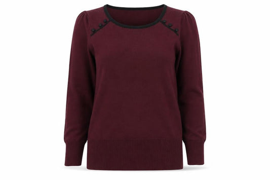 Red Herring Womens Purple Round Neck Viscose Henley Jumper Size 10