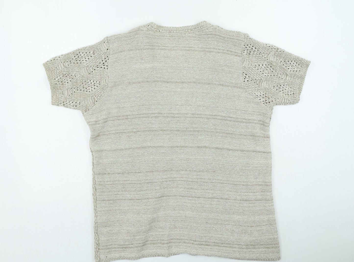 Bonmarché Womens Beige V-Neck Acrylic Cardigan Jumper Size M