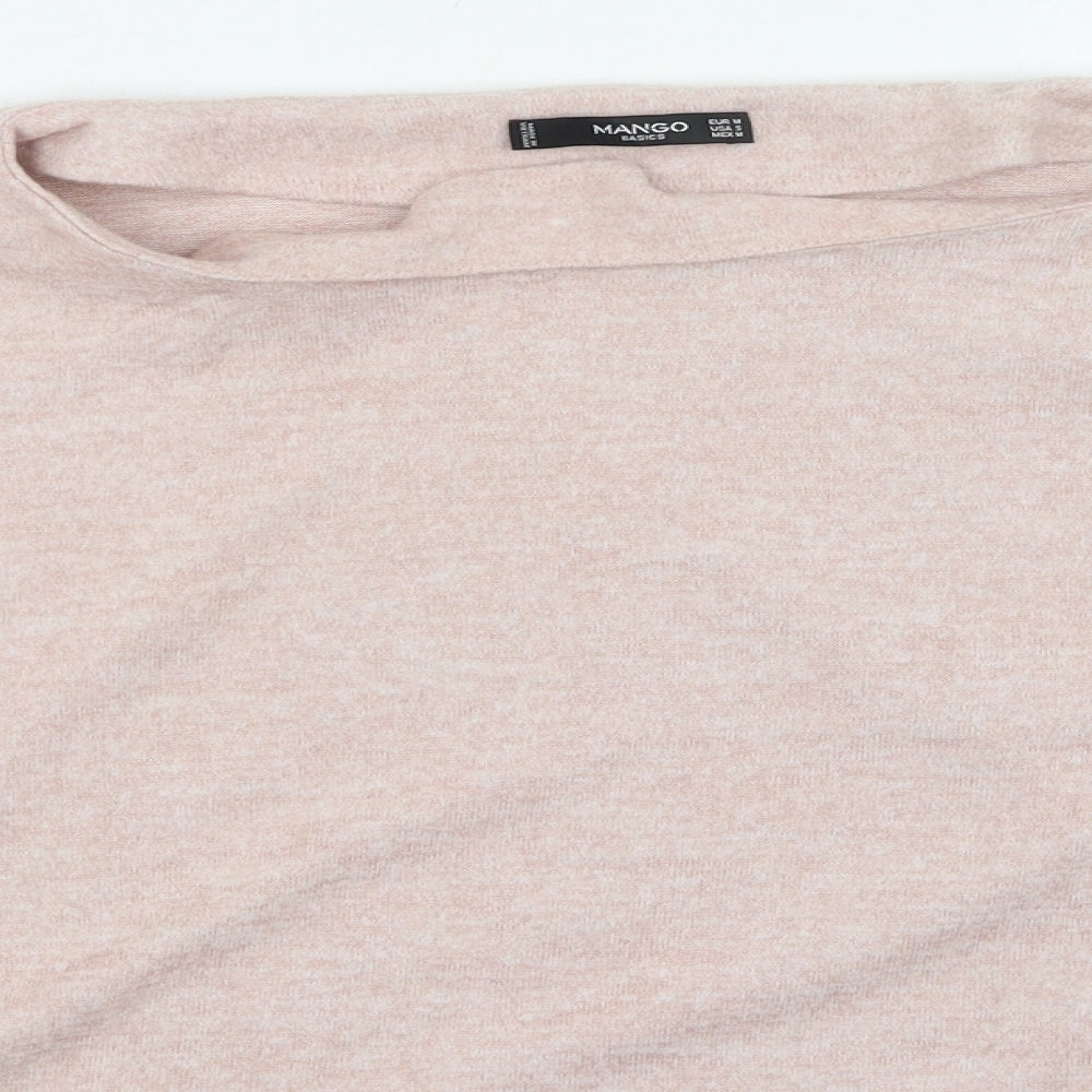 Mango Womens Pink Round Neck Polyester Pullover Jumper Size M